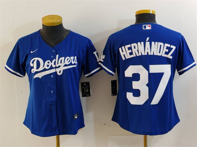 Women's Los Angeles Dodgers #37 Teoscar Hernández Blue Stitched Jersey(Run Small) Women's Los Angeles Dodgers #37 Teoscar Hernández Blue Stitched Jersey(Run Small)